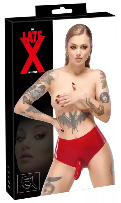 LateX aukšto liemens lateksinės kelnaitės, raudonos spalvos, S dydžio, su integruotu kietu elementu
