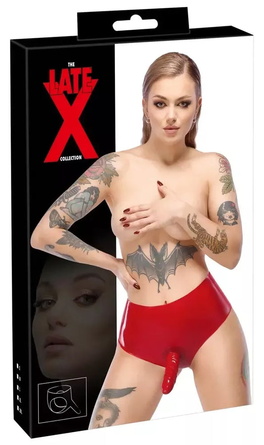 LateX aukšto liemens lateksinės kelnaitės, raudonos spalvos, S dydžio, su integruotu kietu elementu