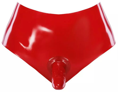 LateX aukšto liemens lateksinės kelnaitės, raudonos spalvos, S dydžio, su integruotu kietu elementu