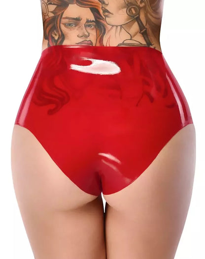 LateX aukšto liemens lateksinės kelnaitės, raudonos spalvos, S dydžio, su integruotu kietu elementu