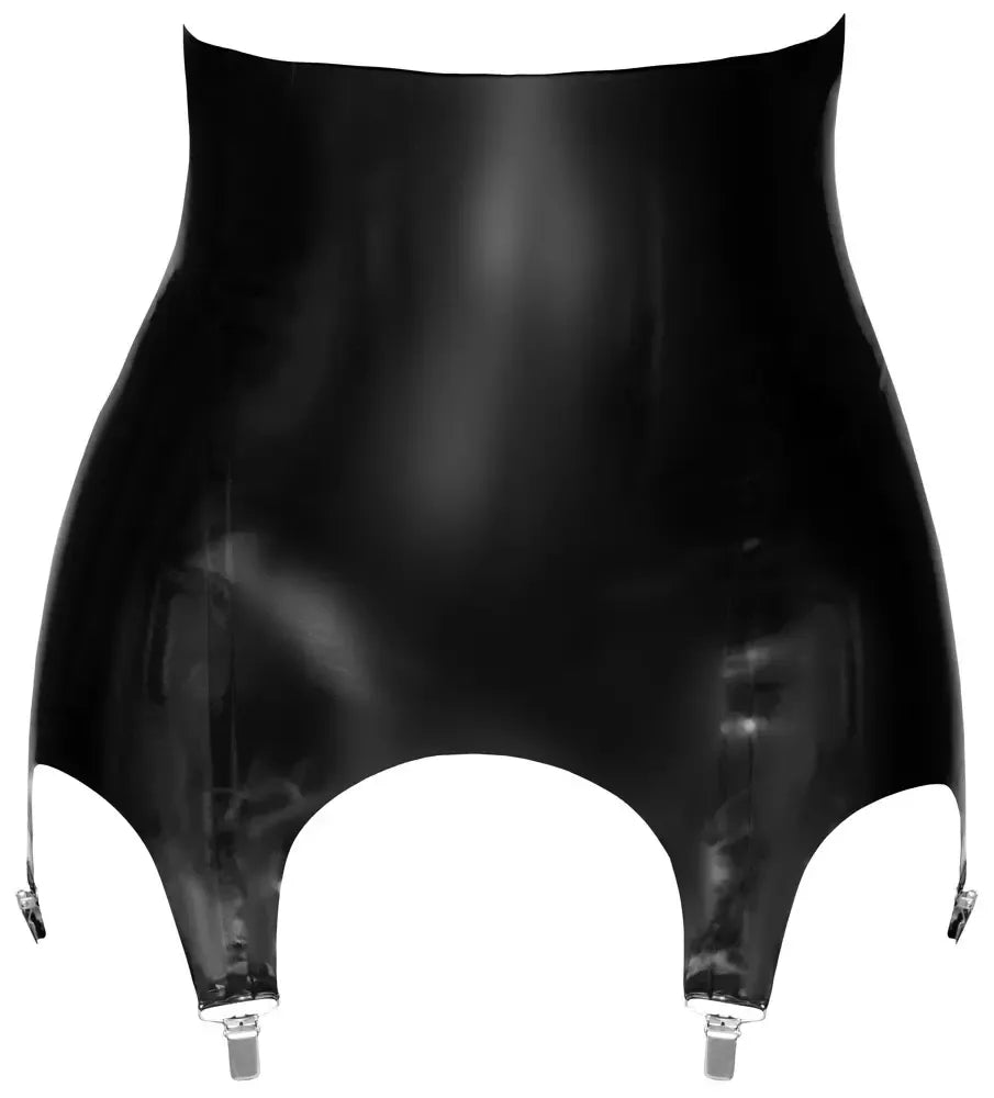 LateX Classic juodas lateksinis diržas kojinėms, dydis M, reguliuojami segtukai