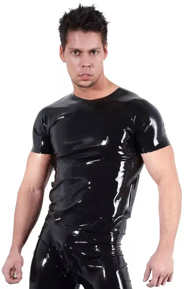 LateX Collection unisex lateksiniai marškinėliai, 2XL, juodi, klasikinio kirpimo, trumpomis rankovėmis