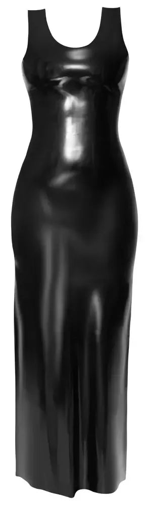LateX ilga juoda maxi latekso suknelė su siauromis petnešėlėmis, L dydis