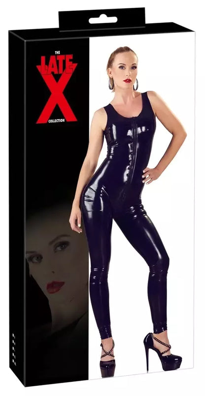 LateX juodas lateksinis bodis M – berankovis, 3 krypčių užtrauktukas, 0,4 mm