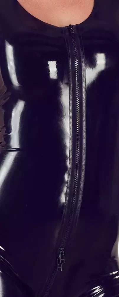 LateX juodas lateksinis bodis M – berankovis, 3 krypčių užtrauktukas, 0,4 mm