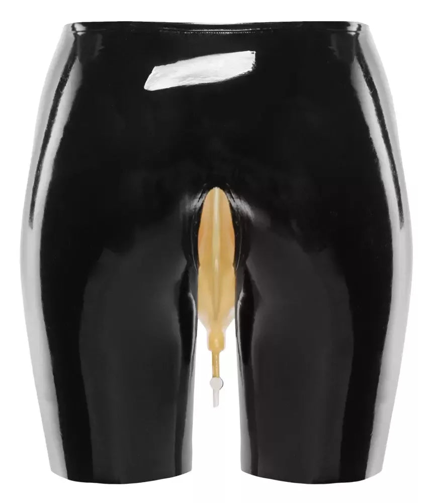 LateX lateksiniai šortai su šlapimo surinkimo sistema XL, juodi, su integruotu vožtuvu