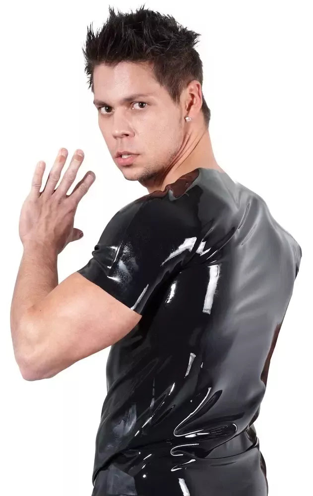 LateX Latex T-Shirt XL juodi unisex klasikiniai marškinėliai trumpomis rankovėmis