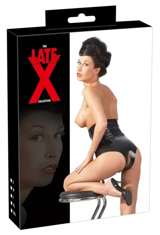 LateX Model 3422 aukšto liemens latekso kelnaitės atviru tarpukoju L Juodos