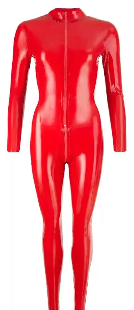 LateX raudonas lateksinis kostiumas 2XL – viso kūno apranga su aukšta apykakle
