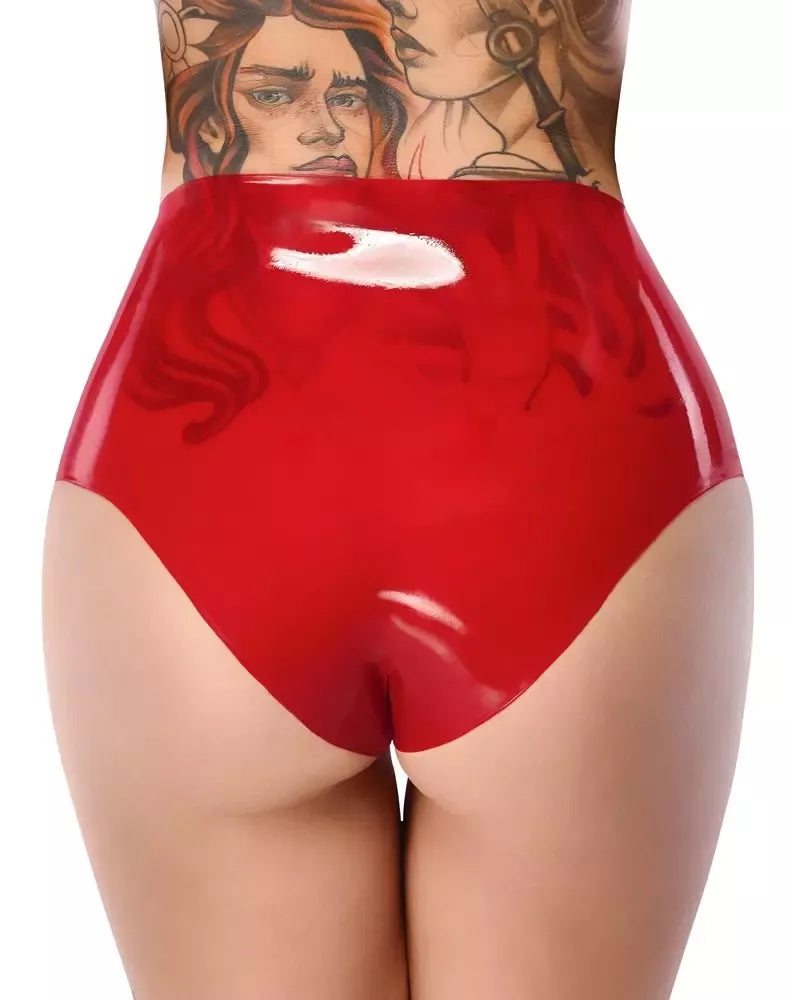 LateX raudonos lateksinės kelnaitės aukštu liemeniu 2XL su anatominiu elementu