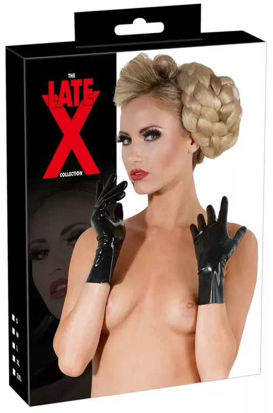 LateX trumpos juodos anatominės latekso pirštinės, dydis L, 0,4 mm