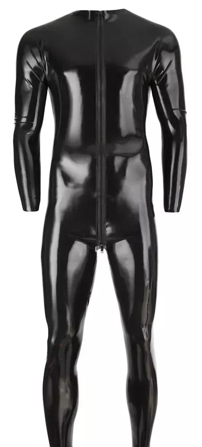 LateX vyriškas kombinezonas iš juodo latekso 0,4 mm su 3 krypčių užtrauktuku, dydis M