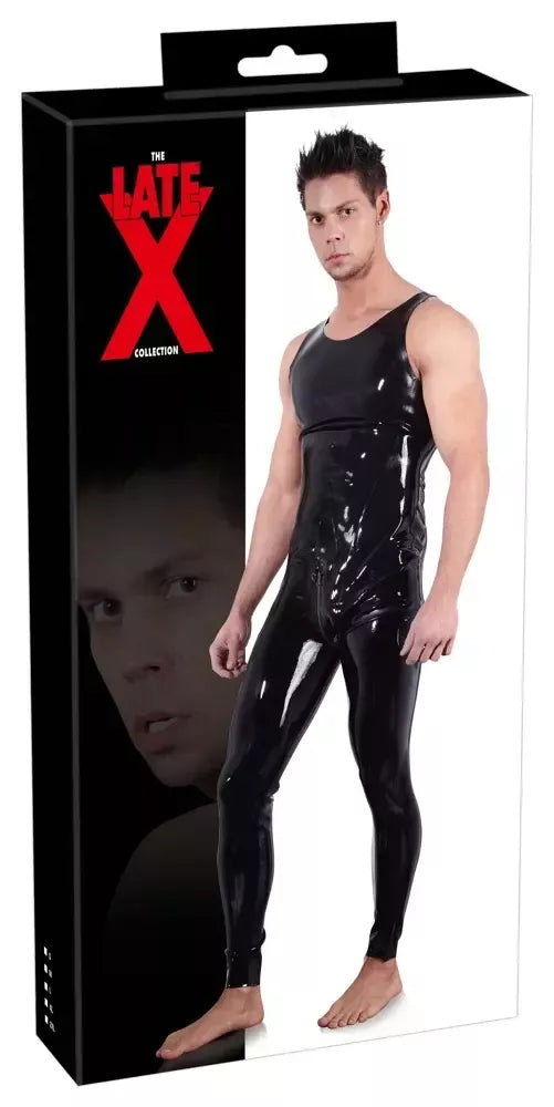 LateX vyriškas kombinezonas S – prigludęs natūralaus latekso drabužis su užtrauktuku