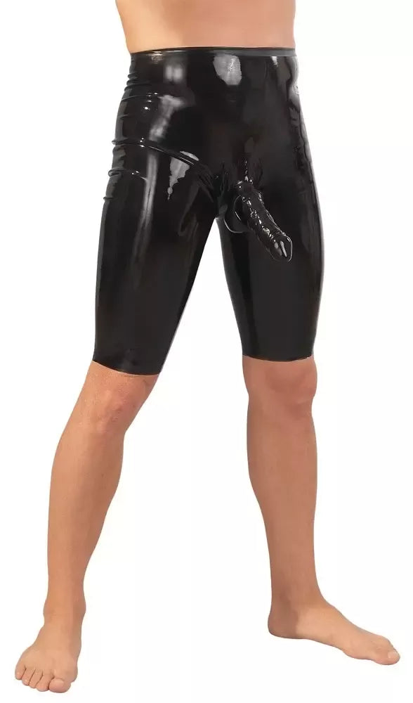 LateX vyriški lateksiniai dviratininko šortai 2XL su anatominiu maišeliu, juodi