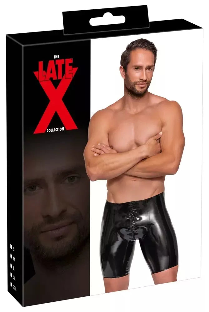 LateX vyriškos juodos latekso kelnės su užtrauktuku per visą ilgį, dydis L