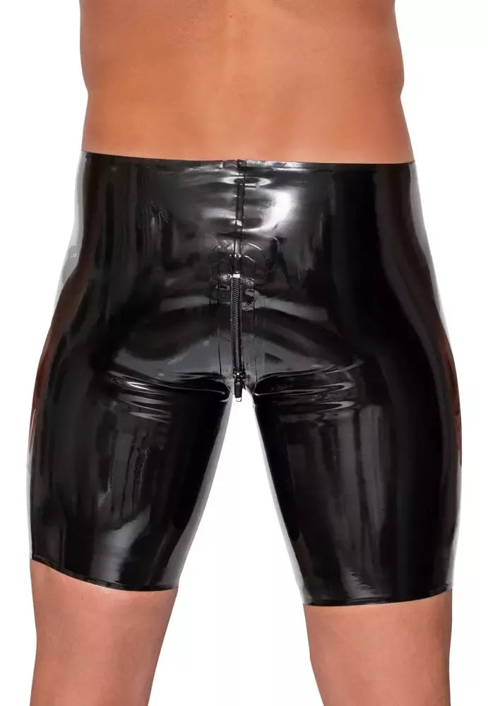 LateX vyriškos juodos latekso kelnės su užtrauktuku per visą ilgį, dydis L