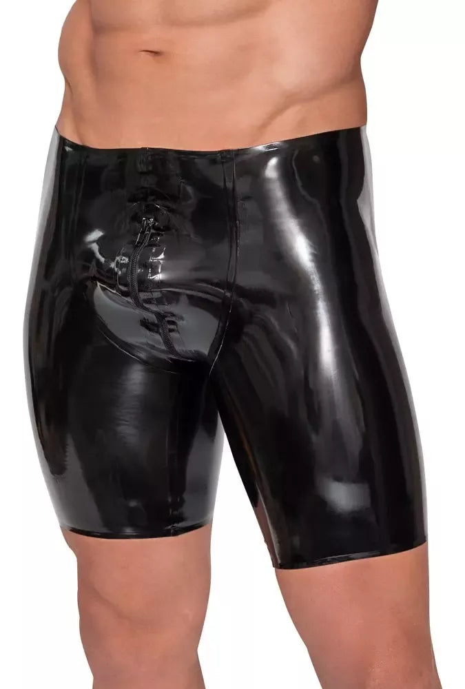LateX vyriškos juodos latekso kelnės su užtrauktuku per visą ilgį, dydis L