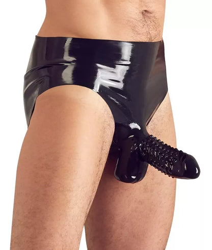 LateX vyriškos kelnaitės L su integruota tekstūruota latekso mova