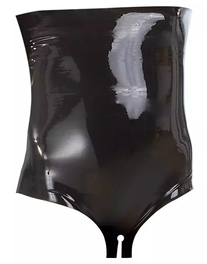 LateX Waist-High Briefs Model M Black - atviru klynu, natūralus lateksas