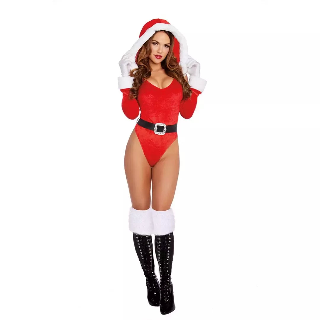Leg Avenue Santa's Helper Bodysuit Set su dirbtinio kailio apdaila S dydis