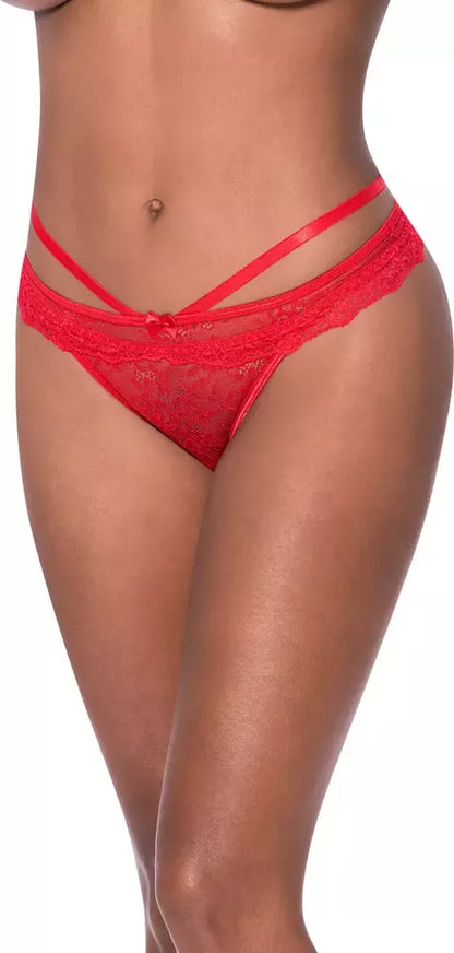 Magic Silk Exposed Cheeky kelnaitės L/XL, raudonos, su atlasinio kaspinėlio detale