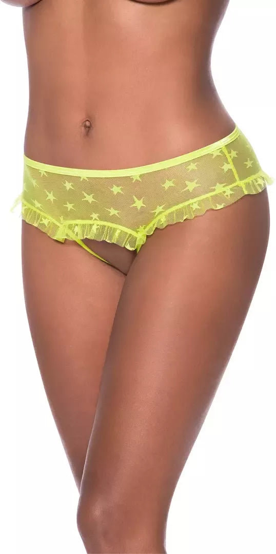 Magic Silk Exposed tinklinės hipster stiliaus kelnaitės L/XL, žalios spalvos su žvaigždžių raštu