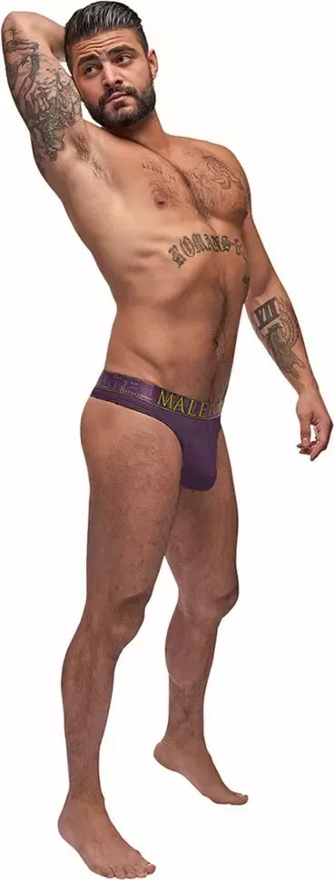 Male Power Avant-Garde Enhancer stygos, L/XL, violetinės spalvos su koliažinio teksto juosta