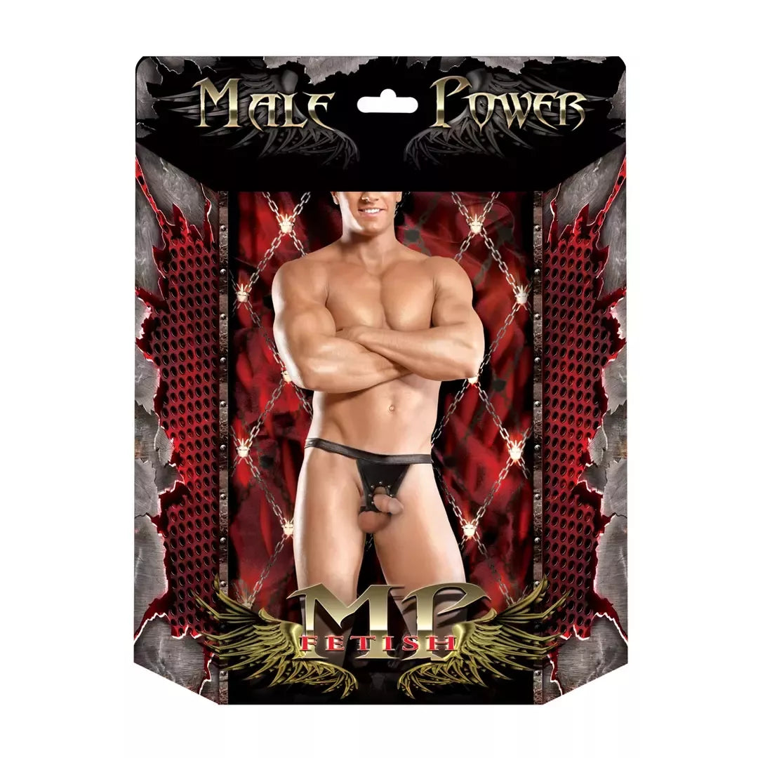 Male Power Power Sock L/XL juodos spalvos – apvali išpjova ir atviros nugaros dizainas
