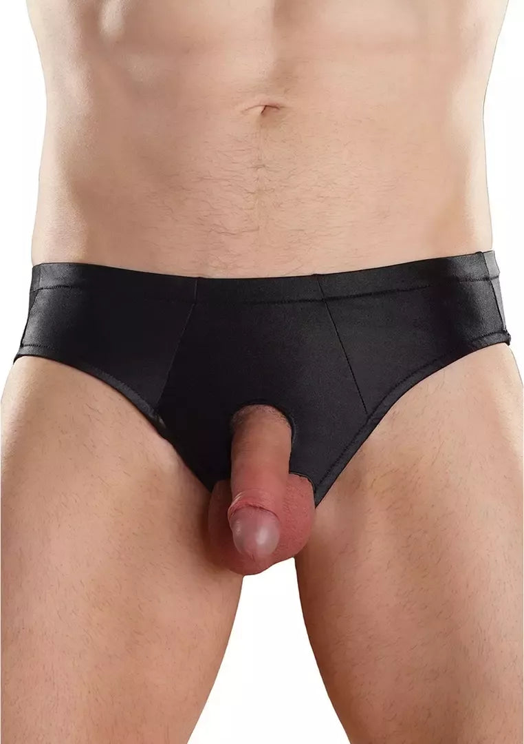 Male Power Prolong Jock S Black – anatominio dizaino trumpikės su dviem angomis