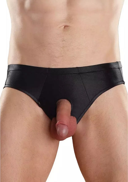 Male Power Prolong Jock S Black – anatominio dizaino trumpikės su dviem angomis