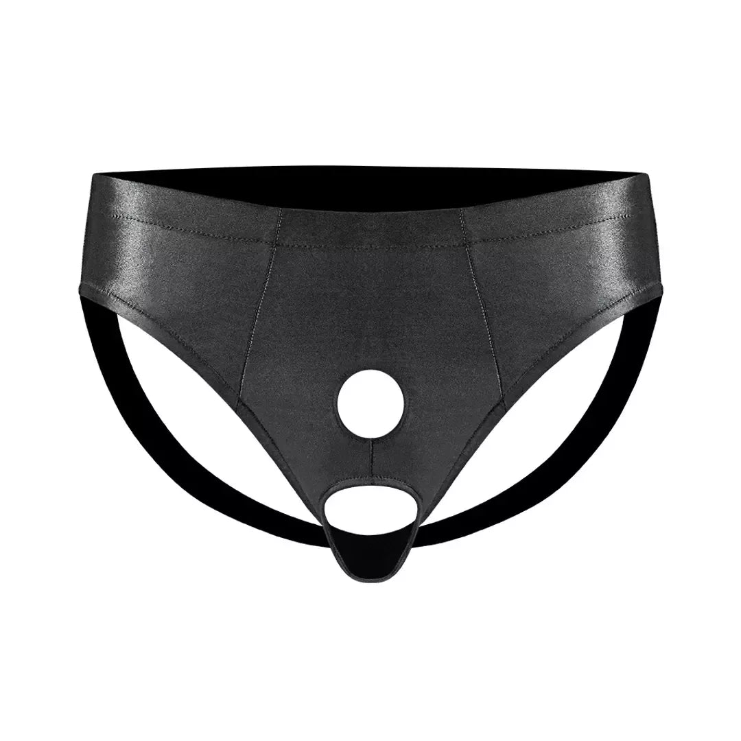 Male Power Prolong Jock S Black – anatominio dizaino trumpikės su dviem angomis