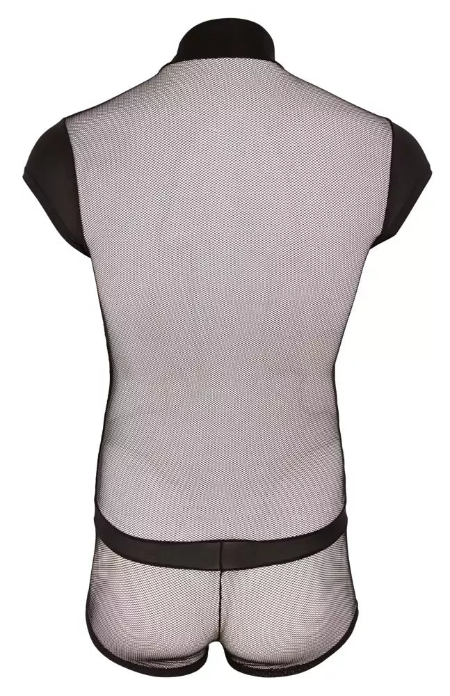 NEK Men’s Playsuit XL juodas tinklelis su dryžiais, priekinis užtrauktukas, orui laidus audinys