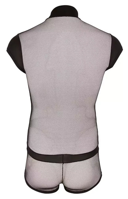 NEK Men’s Playsuit XL juodas tinklelis su dryžiais, priekinis užtrauktukas, orui laidus audinys