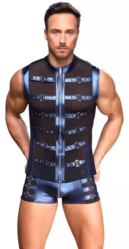 NEK Metallic Blue Matte Pants 2XL kelnės su užtrauktuku ir Powernet intarpais