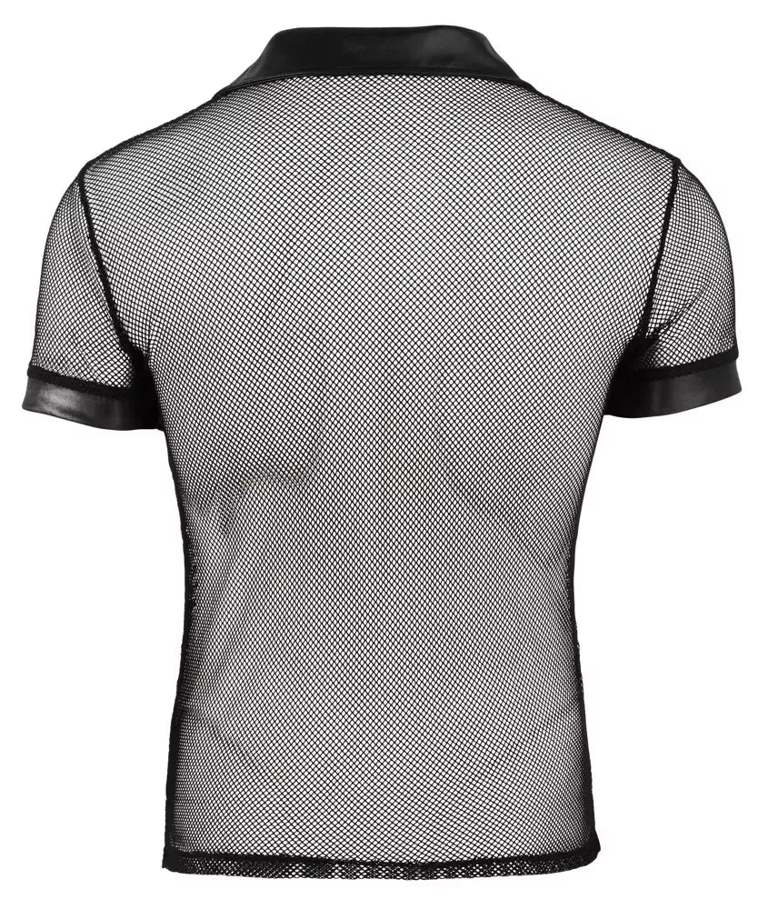 NEK polo marškinėliai 2XL, juodi, tinklelis ir „wet look“, modernus dizainas