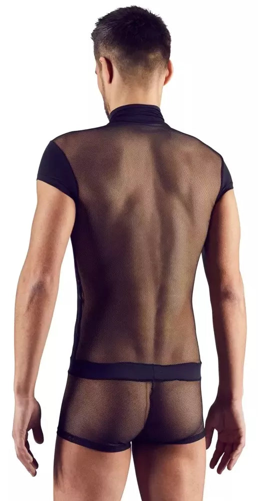 NEK vyriškas kombinezonas 2XL juodo tinklelio su dryžiais ir užtrauktuku priekyje