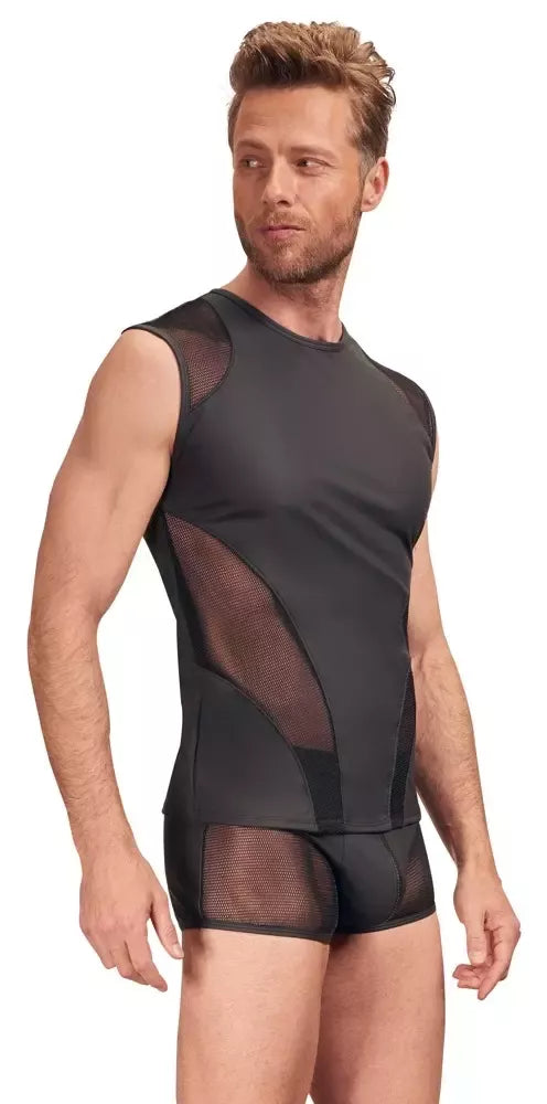 NEK vyriški berankoviai juodi marškinėliai 2XL, matinė apdaila ir tinklelio akcentai