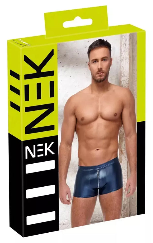 NEK vyriški bokseriai Blue Metallic Matte S su priekiniu užtrauktuku ir patogiu prigludimu