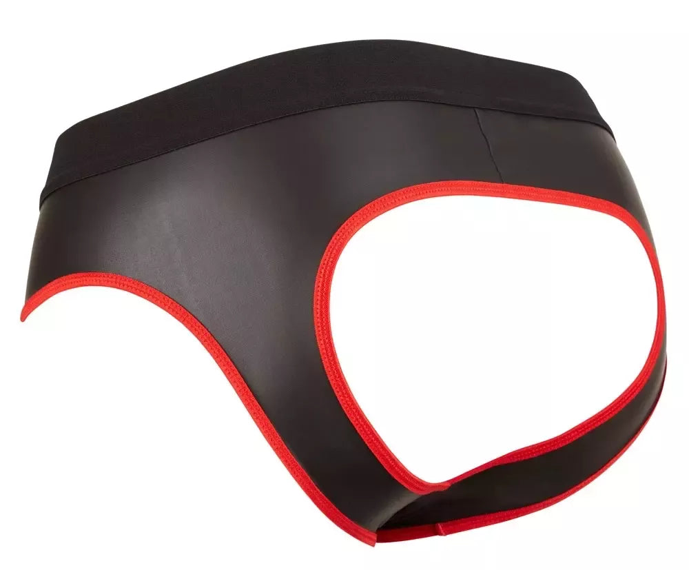 NEK vyriški džokstrapai Men's Jock XL, neopreno išvaizdos, matiniai, su užtrauktuku priekyje, juodi