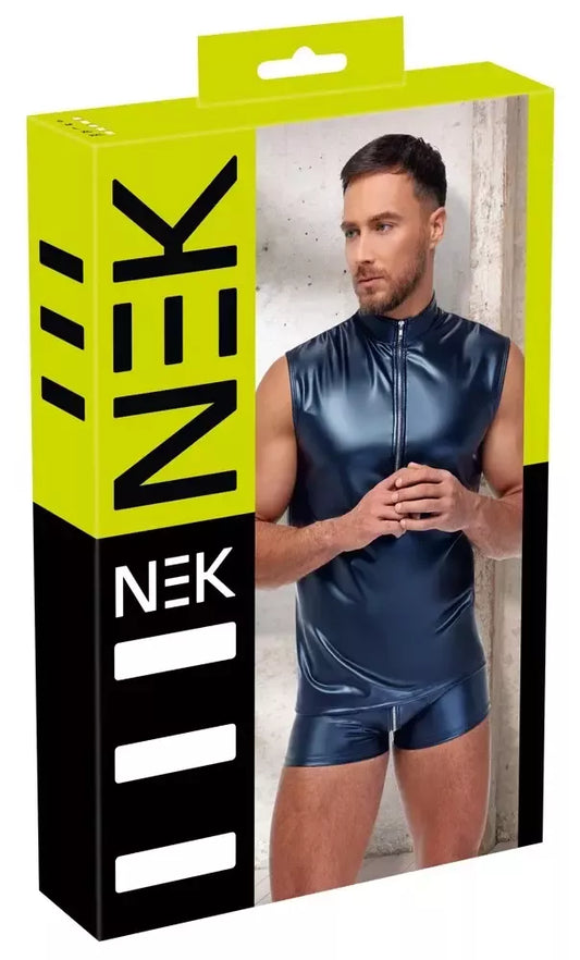 NEK vyriški marškinėliai be rankovių, mėlyni, 2XL, metalizuota matinė apdaila