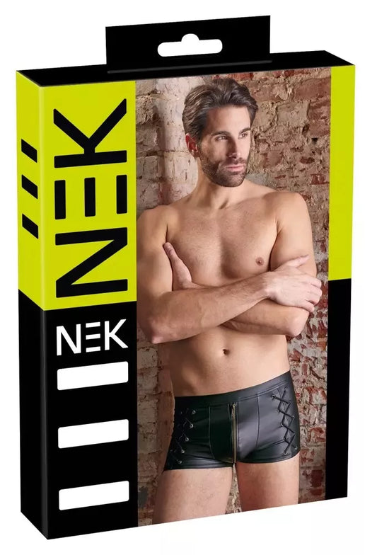 NEK vyriškos matinės juodos kelnės 2XL su šoniniu suvarstymu ir žalvariniu užtrauktuku