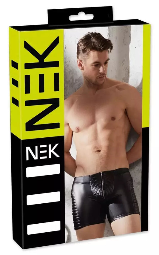 NEK vyriškos matinės motociklininko stiliaus kelnės XL su siūlėmis, juodos