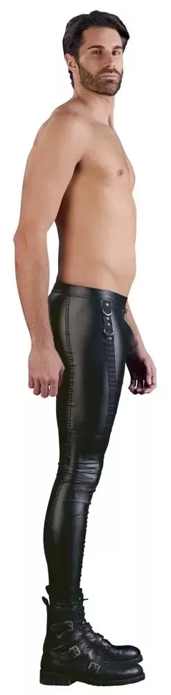 NEK vyriškos „Slim-Fit“ matinės baikeriško stiliaus kelnės su šonine kišene, L dydis, juodos