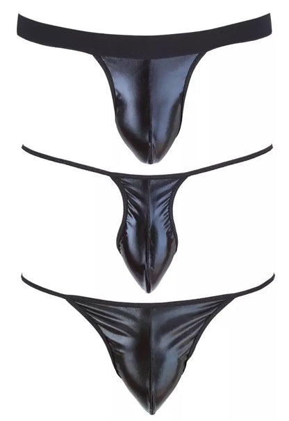 NEK vyriškų apatinių trikotažo rinkinys, 3 vienetai, „wet look“, S-L, juodas, tamprus audinys