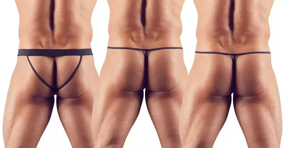 NEK vyriškų apatinių trikotažo rinkinys, 3 vienetai, „wet look“, S-L, juodas, tamprus audinys