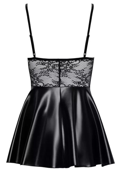 Noir Handmade Dress Lace S – trumpa „wet look“ ir nėriniuota suknelė, S dydis