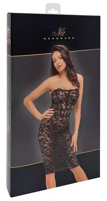 Noir Handmade gėlėtų nėrinių suknelė, juoda, M – elegantiškas korseto stilius