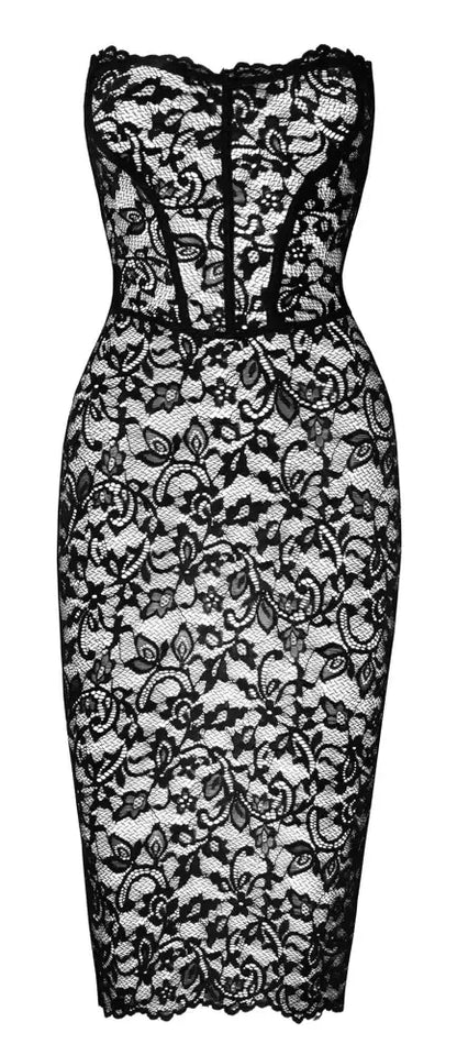 Noir Handmade gėlėtų nėrinių suknelė, juoda, M – elegantiškas korseto stilius