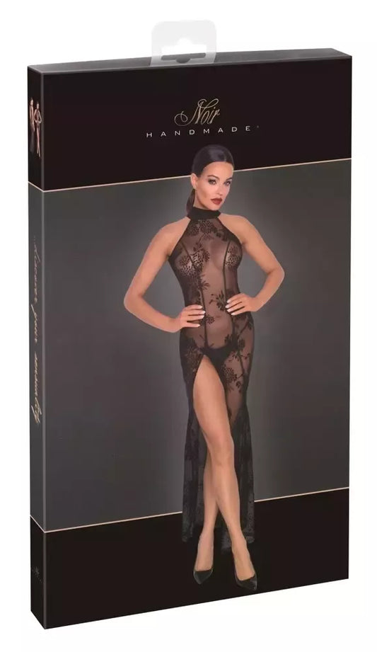 Noir Handmade ilga gėlėta Powernet suknelė XL juoda