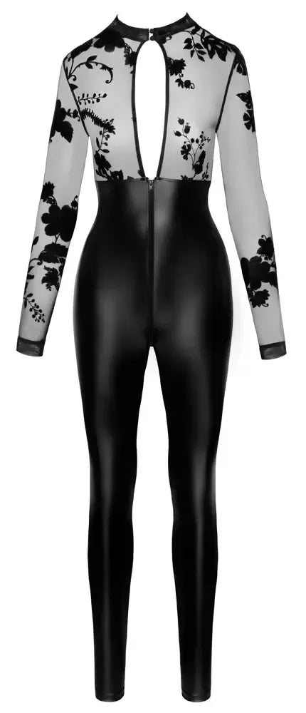 Noir Handmade kombinezonas Flock Print M Powerwetlook & aksominis tiulis juodas